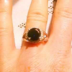 Men's ring dark blue sapphire birthstone